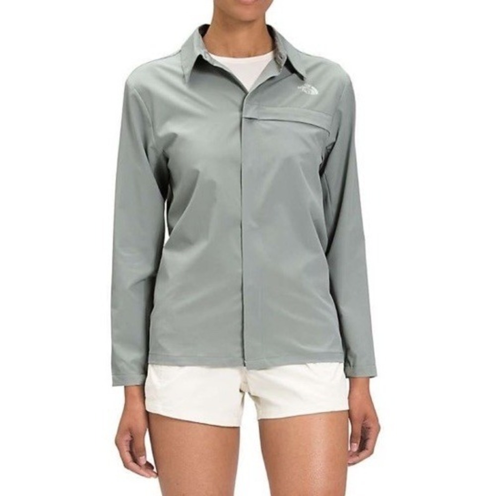 The North Face Womens Button-Up First Trail UPL L/S Oudoor Fishing Gray Shirt XL